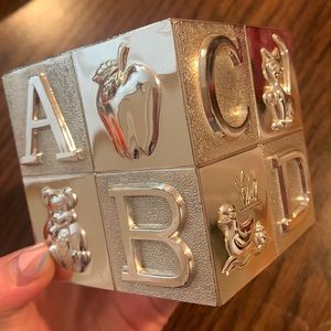 Silver metal ABC cube piggy bank